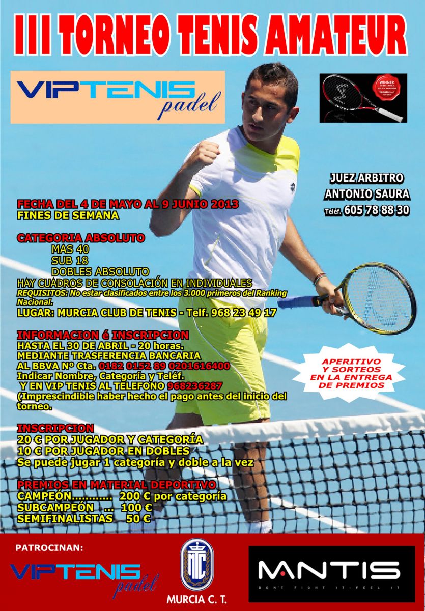 Cartel de III Torneo Amateur VipTenis 2013